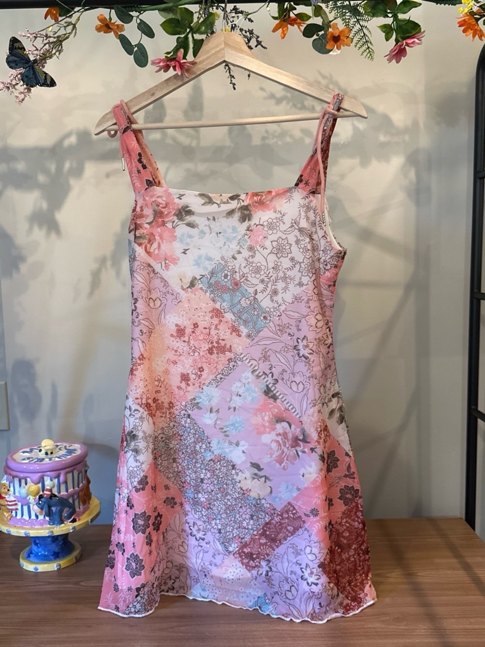 Vintage Y2K Floral Patchwork Print Dress- M